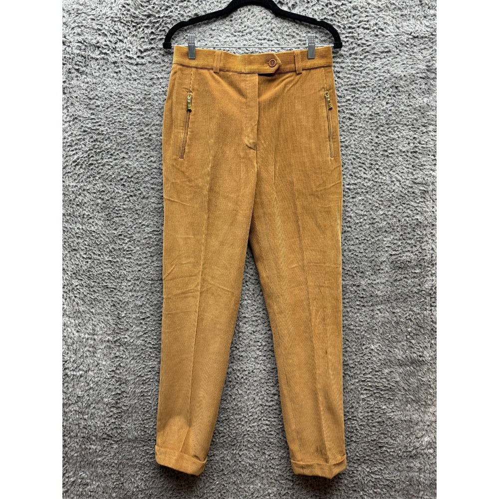 Escada Margaretha Ley Pleated High Rise Corduroy Dress Pants Brown Women Size 40